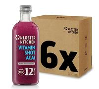 Kloster Kitchen Organic Vitamin Shot Acai 12SHOTS 6x 360 ml con trozos de jengibre auténtico I Ginger Shot botella de cristal vegana dulce y picante sin aditivos (incl. 1,50 € de fianza única)