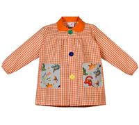 KLOTTZ-Dinos-Bata Colegio Dinosaurios Babi guardería y Colegio a Cuadros con Botones Payaso. Asa para Perchero y Bolsillos. Fabricado en España.Talla 4. Naranja