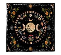 KLOVA Mantel de adivinaciones, fases lunares, flores, astrología, cartas de tarot, mantel de altares, tela de adivinaciones, accesorios de juego, tarjetas de adivinaciones, mantel de mesa, decoración