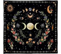 KLOVA Mantel de adivinaciones, fases lunares, flores, astrología, cartas de tarot, mantel de altares, tela de adivinaciones, accesorios de juego, tarjetas de adivinaciones, mantel de mesa, decoración