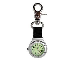 Klox Unisex Pocket Fob Reloj Silver Clip-On Mosquetón Cara Luminosa Médicos Enfermeras Pantalla analógica Movimiento de Cuarzo