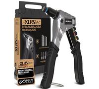 KLRStec® Remachadora manual profesional | pistola remachadora con resistente cuerpo de acero y mango antideslizante de TPU | Juego de remachadora profesional que incluye 120 remaches y 4 brocas HSS