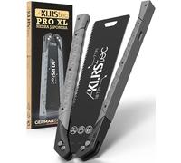 KLRStec Sierra japonesa PRO XL - Hoja de sierra dentada de doble cara [240mm] de acero al carbono - Sierra de tracción plegable con mango de TPU antideslizante