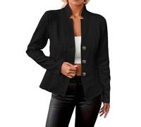 Kluantou Blazer - Chaqueta de trabajo para mujer, elegante, corte ajustado, frontal abierto, manga larga, informal, cuello en V, chaqueta de trabajo, con botones y cuello de solapa, chaqueta deportiva