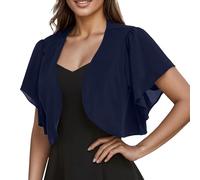 Kluantou Bolero Chalecos para mujer, de gasa, ligera, manga 3/4, chaqueta de hombro, elegante, chaqueta corta, informal, chaqueta de verano, chaqueta de novia, para vestidos de noche, shrug top