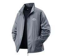 Kluantou Chaqueta de verano para hombre, fina, cortavientos, protección solar, chaqueta con capucha, ligera, versátil, transpirable, chaqueta de camping, ligera y fina, chaqueta softshell para