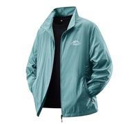 Kluantou Chaqueta de verano para hombre, fina, cortavientos, protección solar, chaqueta con capucha, ligera, versátil, transpirable, chaqueta de camping, ligera y fina, chaqueta softshell para