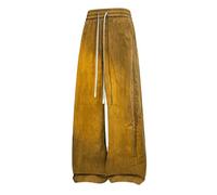 Kluantou Pantalones de ocio para hombre, ligeros, para primavera, verano, con cintura elástica, corte holgado, pierna ancha, ropa de calle, vintage, Harajuku Wash Baggy Jeans anchos, O Marrón