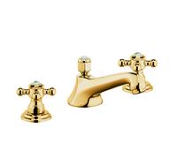 KLUDI 1926 grifería de lavabo, asas en cruz, instalación con 3 orificios, proyección 140mm, 510464520, Color: Chapado en oro