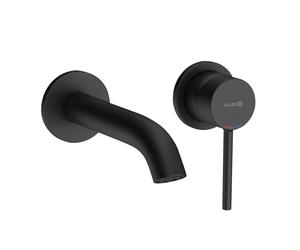Kludi 382443976 Bozz-382443976 - Grifo para lavabo de baño con boquilla fija Bozz matt-382443976, negro mate, 18 cm Ausladung