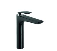 KLUDI BALANCE Mezclador monomando de lavabo, instalación monohilo, altura de caño 210mm, 522968775, Color: Negro mate / cromado