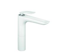 KLUDI BALANCE Mezclador monomando de lavabo, instalación monohilo, altura de caño 210mm, 522969175, Color: Blanco / Cromo