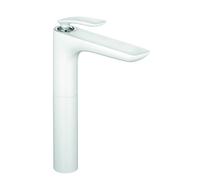 KLUDI BALANCE Mezclador monomando de lavabo, instalación monohilo, altura de caño 270 mm, 5 l/min, 522989175, Color: Blanco / Cromo