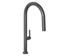 KLUDI Grifo de cocina Aurea (negro mate) - 360 grados giratorio - Grifo monomando para fregadero con manguera extensible y alcachofa con botón de conmutación, 2 modos, grifo de cocina