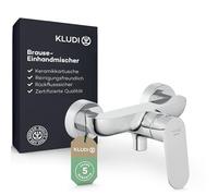 KLUDI - Grifo de ducha X1 para 1 consumidor, montaje en pared con conectores S, mezclador monomando con cartucho de cerámica de alta calidad, grifo mezclador de ducha en cromo