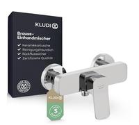 KLUDI - Grifo de ducha X3 para 1 consumidor, montaje en pared con conectores S, mezclador monomando con cartucho de cerámica de alta calidad, grifo mezclador de ducha en cromo