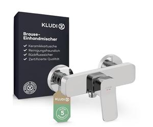 KLUDI - Grifo de ducha X3 para 1 consumidor, montaje en pared con conectores S, mezclador monomando con cartucho de cerámica de alta calidad, grifo mezclador de ducha en cromo
