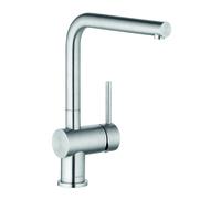 KLUDI L STEEL Mezclador monomando de fregadero, palanca cerrada, EcoPlus, acero inoxidable cepillado, 45803F877