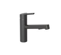 KLUDI -M3 Grifo de cocina negro extensible con ducha, giratorio 360°, grifo de cocina con 2 tipos de chorro, grifo mezclador de cocina con altura de caño de 17 cm
