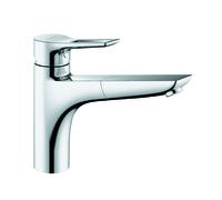 KLUDI MIX Mezclador monomando de fregadero, mando de palanca, baja presión, caño extraíble, Eco, cromo, 329440562