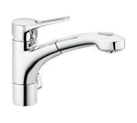 KLUDI MX Mezclador monomando de fregadero, manecilla de palanca, con rociador de vajilla, puntero en S, cromo, 399450562