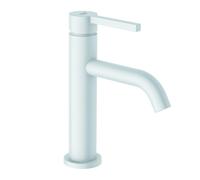 KLUDI NOVA FONTE PURA Mezclador monomando de lavabo, instalación monohilo, altura de caño 100 mm, juego de desagüe PUSH-OPEN, 202885315, Color: Blanco mate