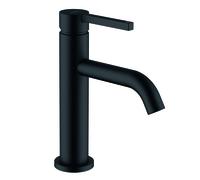 KLUDI NOVA FONTE PURA Mezclador monomando de lavabo, instalación monohilo, altura de caño 100 mm, juego de desagüe PUSH-OPEN, 202883915, Color: negro mate