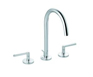 KLUDI NOVA FONTE PURISTIC Mezclador de lavabo de tres agujeros, mangos de mariposa, giratorio, con juego de desagüe, 201430515, Color: cromado