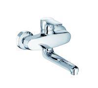 KLUDI OBJEKTA Mezclador monomando de pared para fregadero, monomando cerrado, montaje en pared, 180 mm de saliente, cromo, 328820575