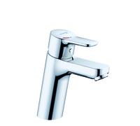 KLUDI PURE Mezclador monomando de lavabo, altura de caño 100 mm, sin desagüe automático, EcoPlus, cromo, 371980565WR4