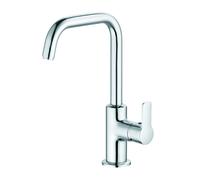 KLUDI PURE Mezclador monomando de lavabo, altura de caño 205 mm, orientable, con desagüe automático, cromo, 370230565