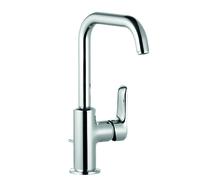 KLUDI PURE Mezclador monomando de lavabo, altura de caño 205 mm, orientable, sin juego de desagüe, cromo, 340240575