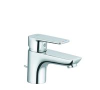 KLUDI PURE Mezclador monomando de lavabo, altura de caño 60 mm, con juego de desagüe metálico, cromo, 403850575
