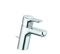 KLUDI PURE Mezclador monomando de lavabo, altura de caño 70 mm, desagüe automático metálico, baja presión, cromo, 372760565