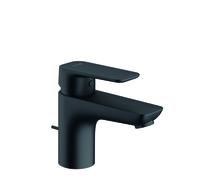 KLUDI PURE Mezclador monomando de lavabo, altura de caño 75 mm, con juego de desagüe metálico, 403823975, Color: negro mate