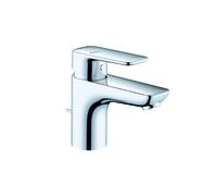 KLUDI PURE Mezclador monomando de lavabo, altura de caño 75 mm, con juego de desagüe metálico, EcoPlus, 403880575WR4, Color: cromado
