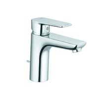 KLUDI PURE Mezclador monomando de lavabo, instalación monohilo, altura de caño 100 mm, con juego de desagüe, cromo, 402900575WR5