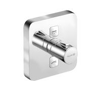 Grifo mezclador termostático empotrado KLUDI PUSH, de dos consumidores, tope de agua caliente 38°C, cromo, 389110538