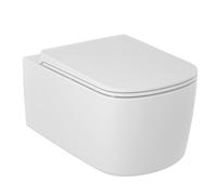 Kludi Resa S taza de inodoro con asiento de cierre suave suspendido sin reborde con descarga de remolino blanco mate 27WCSET53