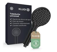 KLUDI-X3 Alcachofa de ducha universal de ahorro de agua opcional, alcachofa ducha con 1 tipo de chorro, ducha de mano fácil de limpiar, Ø 11,7 cm, negro mate