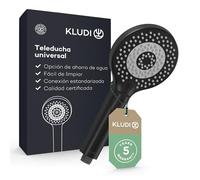 KLUDI-X3 Alcachofa de ducha universal de ahorro de agua opcional, alcachofa ducha con 3 tipos de chorro (cuerpo, cabello, piel), ducha de mano fácil de limpiar, Ø 11,7 cm, negro mate