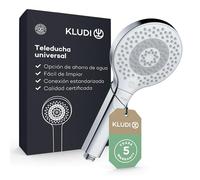 KLUDI-X3 Alcachofa de ducha universal de ahorro de agua opcional, alcachofa ducha con 3 tipos de chorro (cuerpo, cabello, piel), ducha de mano fácil de limpiar, Ø 11,7 cm, cromo