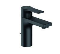 KLUDI ZENTA SL Mezclador monomando de lavabo, altura de caño 100 mm, con juego de desagüe metálico, 482903965, Color: negro mate