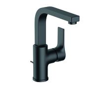 KLUDI ZENTA SL Mezclador monomando de lavabo, altura de caño 220 mm, orientable, con desagüe metálico automático, 480273965, Color: negro mate