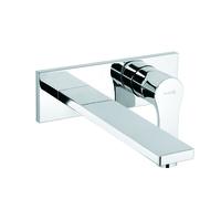 KLUDI ZENTA SL mezclador monomando de lavabo empotrado de dos agujeros, 230 mm de proyección, rosetón de una pieza, cromo, 482480565