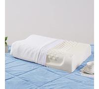 KLUFO Almohada de látex 100% Natural, Almohada de látex de firmeza Media para Dormir, Almohada de Cama para Dorso, de Lado y Boca Abajo Almohada de Funda extraíble de Felpa Media