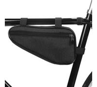 KLVGTIFS Bolsa de Bicicleta, 1,5 L Triangular Bolsa Bicicleta Cuadro con Velcro, Accesorios Bici montaña para Guardar Teléfonos Móviles, Llaves, Snacks, Herramientas, para MTB BMX, Negro