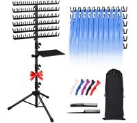 Klvied Perchero de pie para trenzar, 144 pinzas, resistente, para trenzas, separador divisor con bolsa de transporte y herramientas de trenzado, color negro