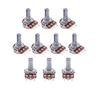 KLVN 10pcs 10k Ohm 3 terminales Lineal cónico rotativo de Audio b Tipo potenciómetro,potenciómetro de Control de Volumen (Size : 10K 0hm)