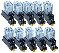 KLVN 10pcs relé LY2NJ DC12V DC24V AC110V AC220V Pequeño relé 10a 8 Pines Bobina DPDT con de zócalo (Color : AC, Size : 220V)